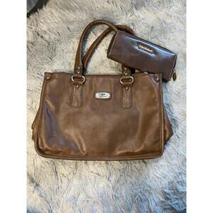 Women's Brown Handbag W/ Wallet Clutch Purse